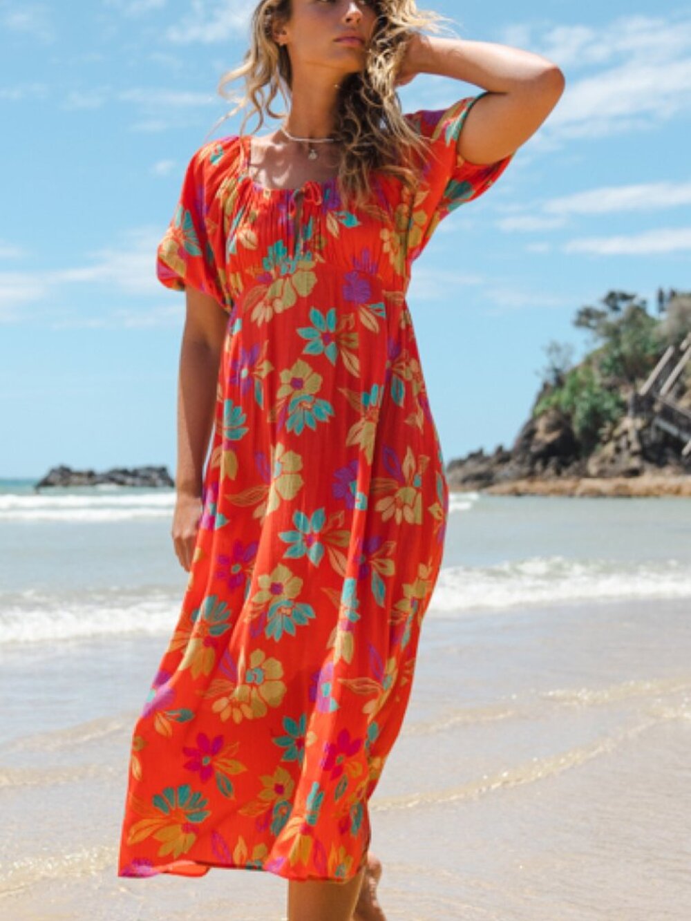 Billabong Bright Tropical True Romance Midi Dress Medium